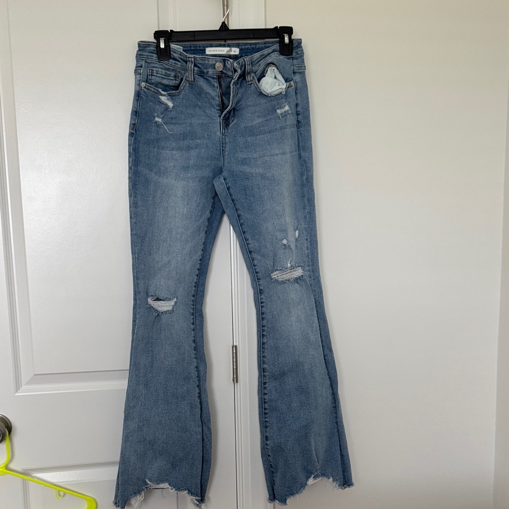 Altar'd State Light Blue Distressed Flare Jeans